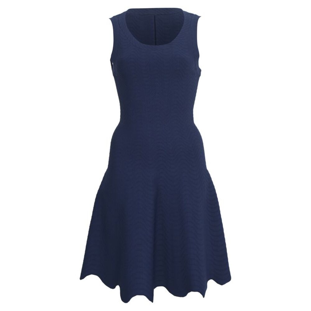 Alaïa Scalloped Hem Mini Dress in Navy Blue Viscose